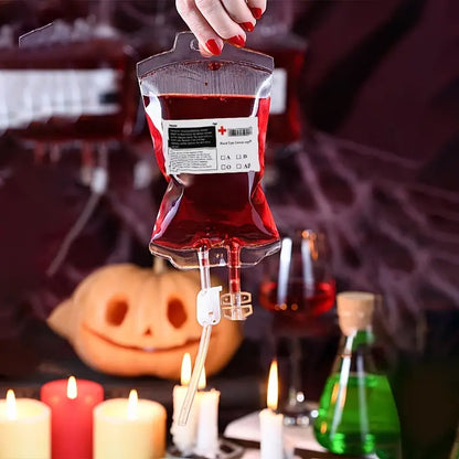 50pcs Blood Bags for Drinks - Vampire Drink Pouch with Syringes