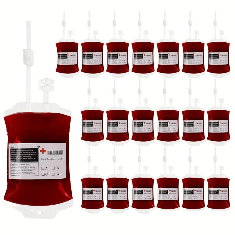 50pcs Blood Bags for Drinks - Vampire Drink Pouch with Syringes